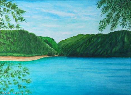 凌云在墙绘中，如何绘画绿水青山？